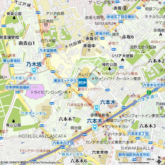 東京ミッドタウンカードカウンター付近の地図
